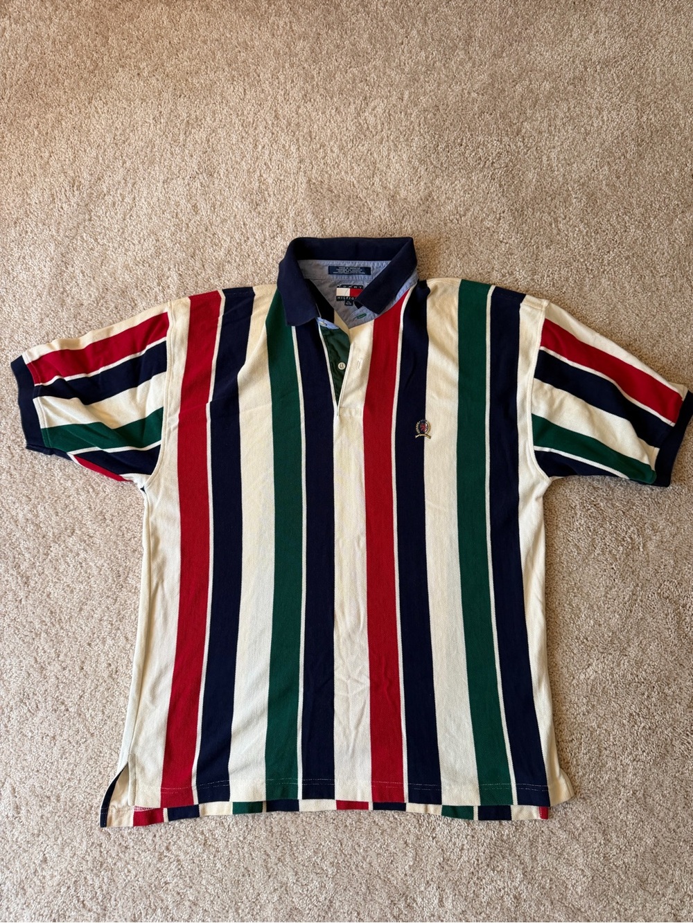 Tommy Hilfiger Striped Polo Shirt in Navy, Red, Green, Cream